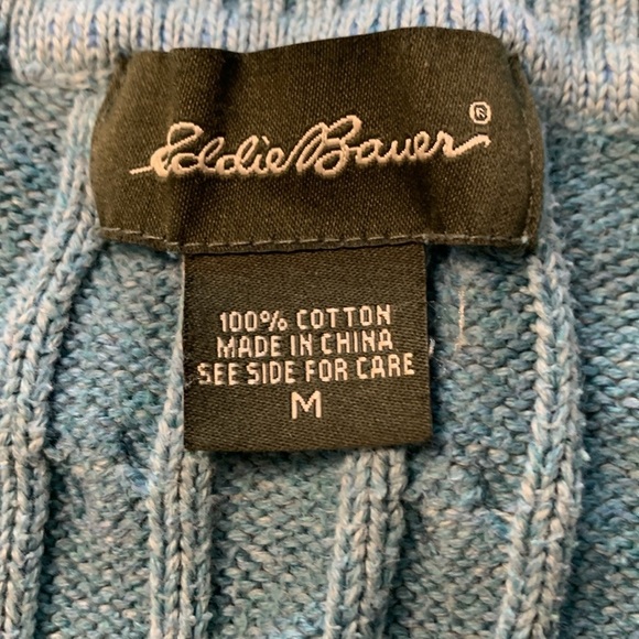 Eddie Bauer 100% Cotton Cable Knit Sweater w Ribbing on Cuffs & Bottom 1/4 Zip - Picture 13 of 14
